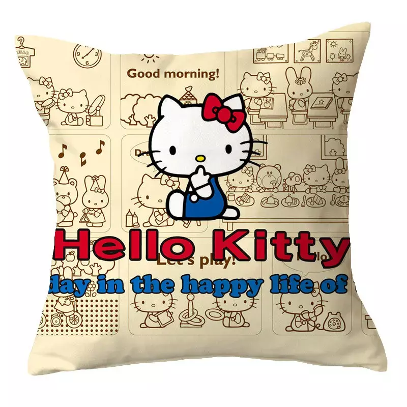 Kawaii Sanrio Hello Kitty Funny Toy Pillow Cushion Cover Throw Pillows Case Pillow Cover Throw Bedroom Sofa Decorative Girl Gift