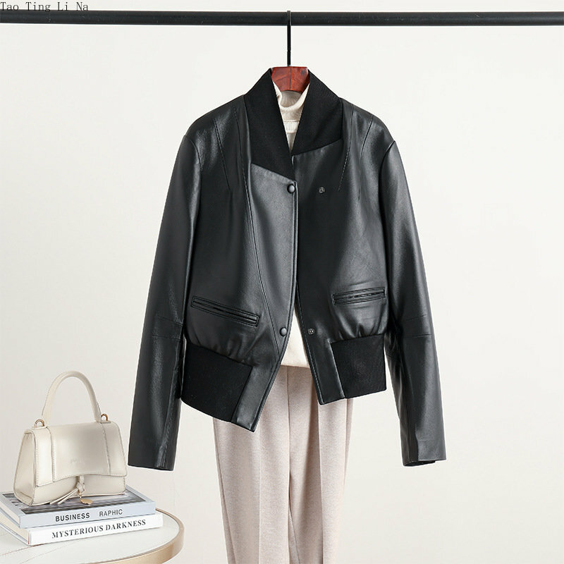 2023 moda feminina genuína jaqueta de couro de ovelha real casaco de couro de carneiro g6