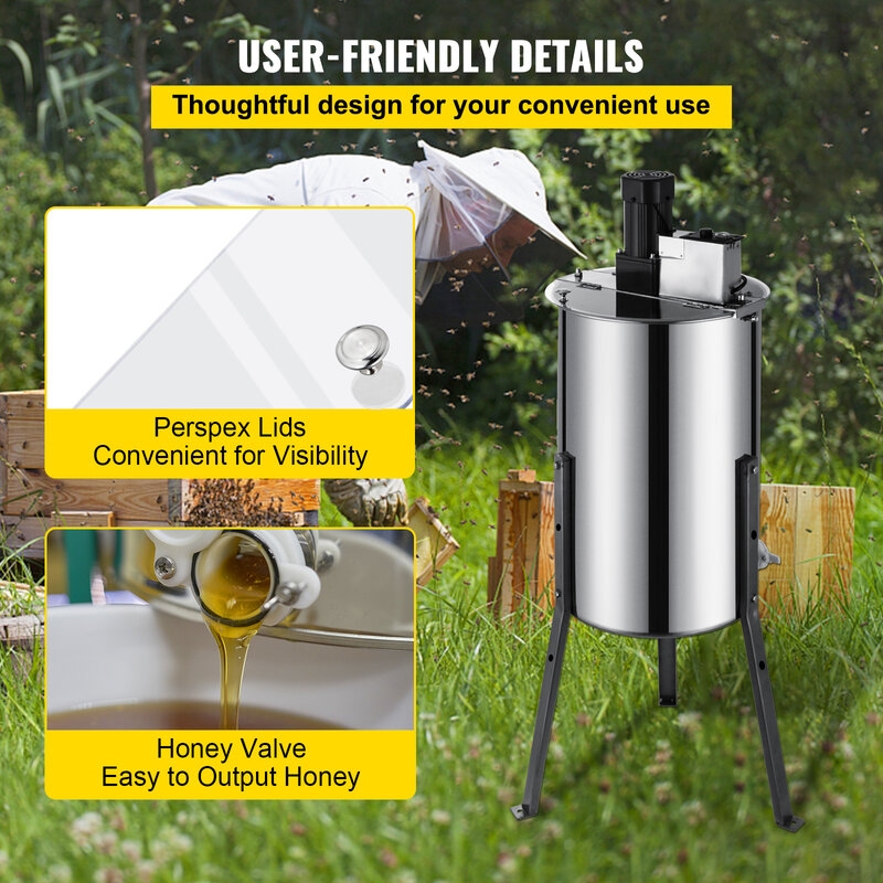 VEVOR ekstraktor madu 2 3 4 bingkai Manual elektrik baja tahan karat Honeycomb Spinner engkol madu sentrifugal peralatan beternak lebah