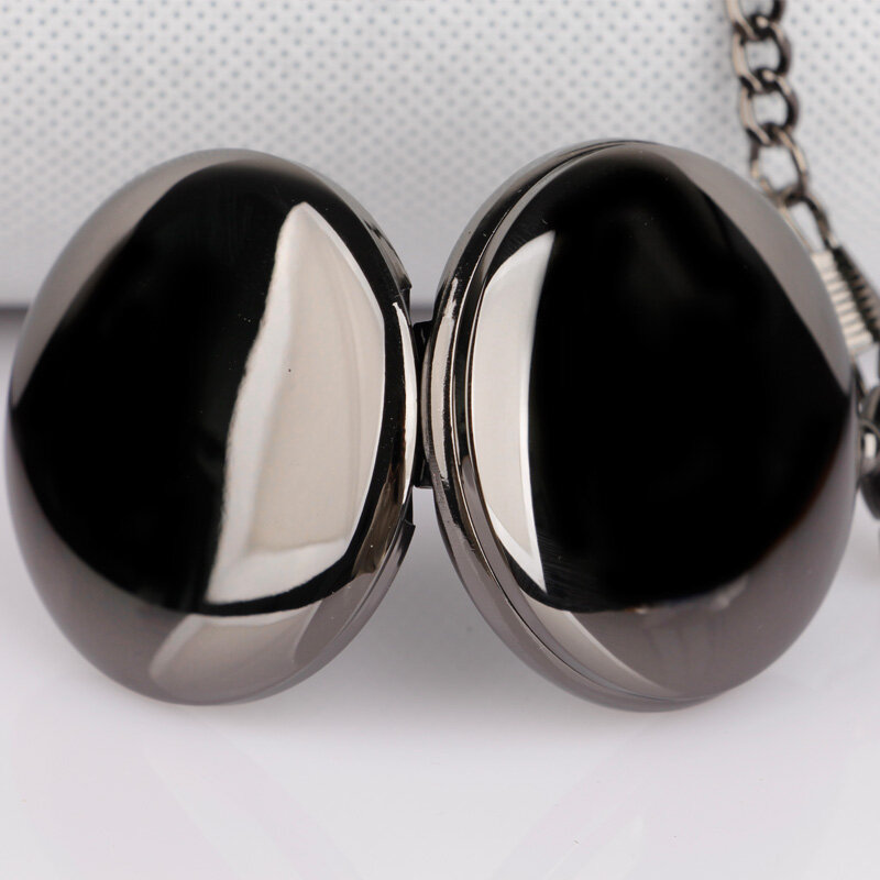 Charming Black Smooth Round Alloy Fashion Watch Jewelry Design Exquisitefor Men And Women Gift Fob Necklace