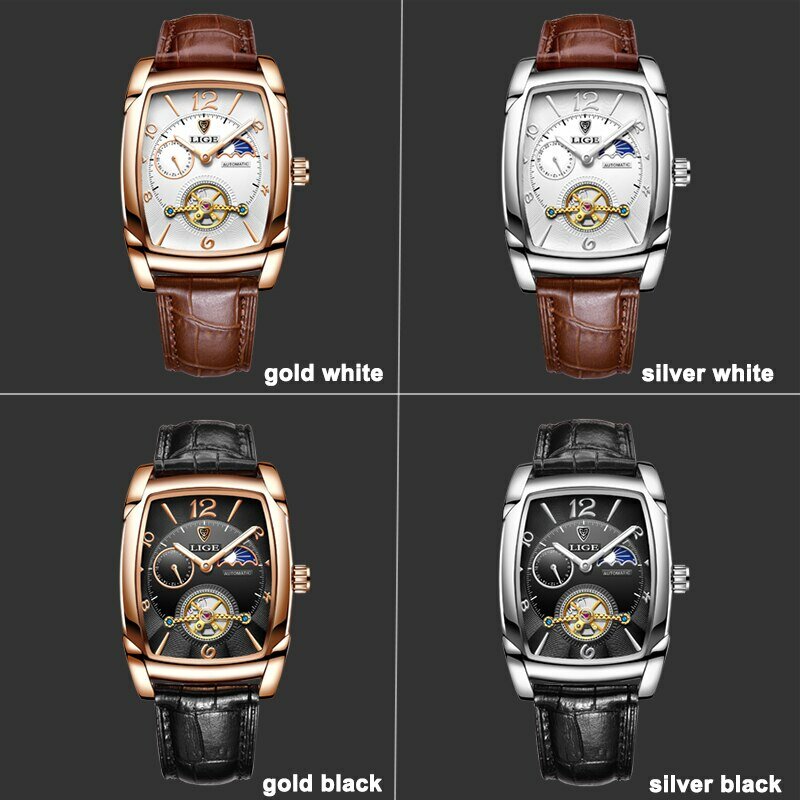 2024 LIGE New Men Watch orologio meccanico automatico per uomo Business Sport orologio da polso luminoso orologio da cintura in pelle impermeabile maschile