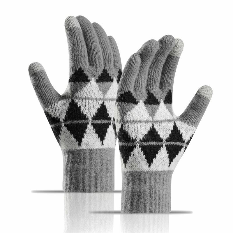 Gants d'hiver tricotés à écran tactile épais pour femmes et hommes, gants chauds d'automne en peluche, gants d'équitation carrés décontractés