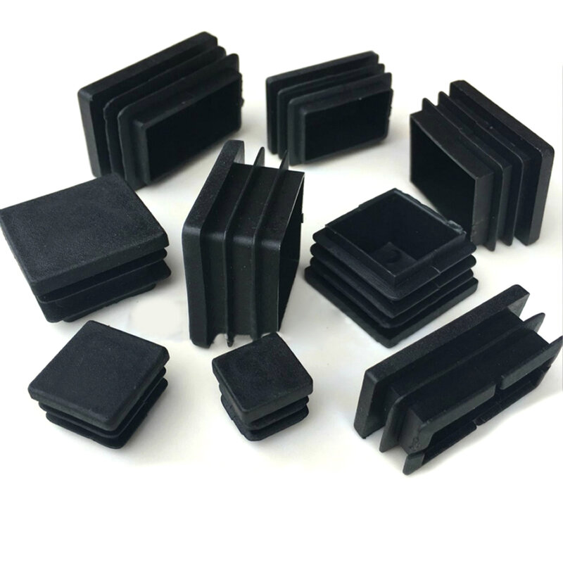 2/5/10個ブラックスクエアプラスチックパイププラグ家具チューブパイプ挿入ブランクエンドキャップ椅子脚プロテクター用長さ10x10-100x100mm