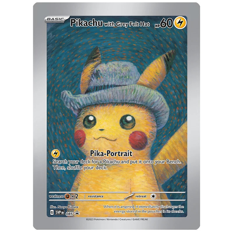 Pokemon Van Gogh Museum Pikachu koleksi kartu DIY Pokemon klasik permainan kartu tunggal Anime buatan sendiri kartu hadiah mainan