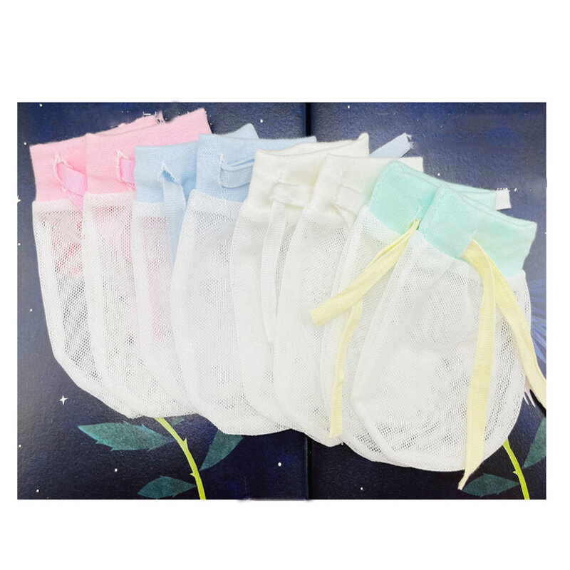Летние перчатки для новорожденных с защитой от царапин, детские перчатки, дышащие сетчатые Мультяшные аксессуары для защиты лица из чистого хлопка для младенцев