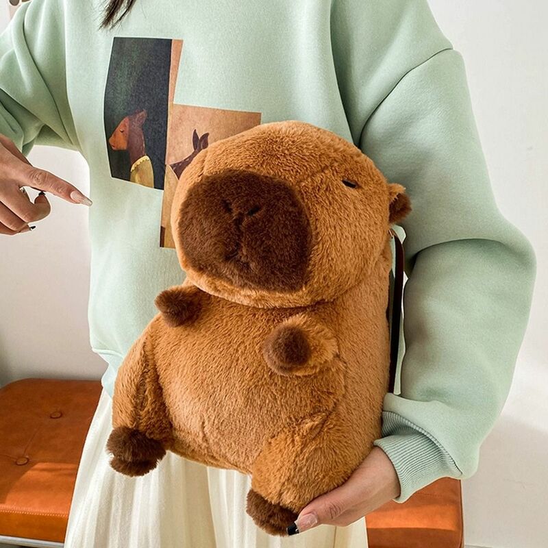 Плюшевый Рюкзак capybareа, вместительная школьная сумка для студентов, мультяшный ранец для улицы