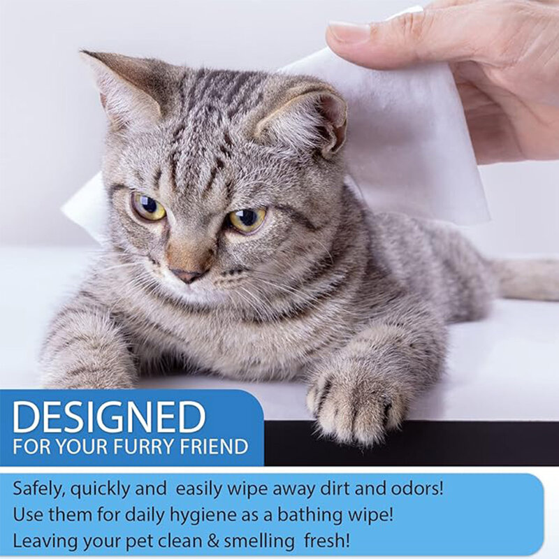 80 buah tisu hewan peliharaan air murni RO mata kucing anjing & tisu badan tisu penghilang bau hewan peliharaan sekali pakai