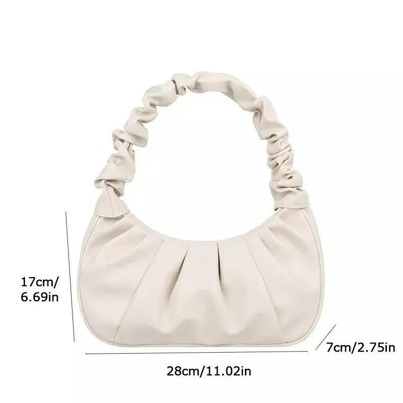 Stylish Pleated Handlebags for Women PU Cloud Bags Leisure Armpit Bag Shopping Shoulder Bags Female Fashion Handbag