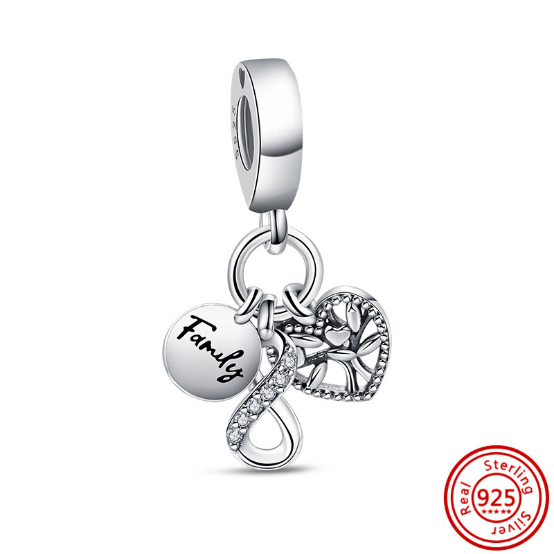 100% 925 srebro nieskończona wieczność styl miłość rodzina przyjaciel błyszczące koraliki Fit oryginalny Pandora Charms bransoletka DIY biżuteria