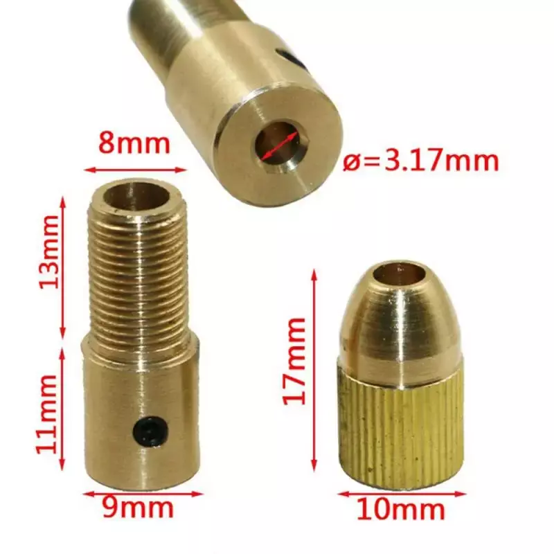 Mini Drill Chucks Micro Collet Brass W/Wrench Adapter, Electricidade Doméstica, Ferramenta de Acessórios Rotativos, 0.5-3mm, 7Pcs