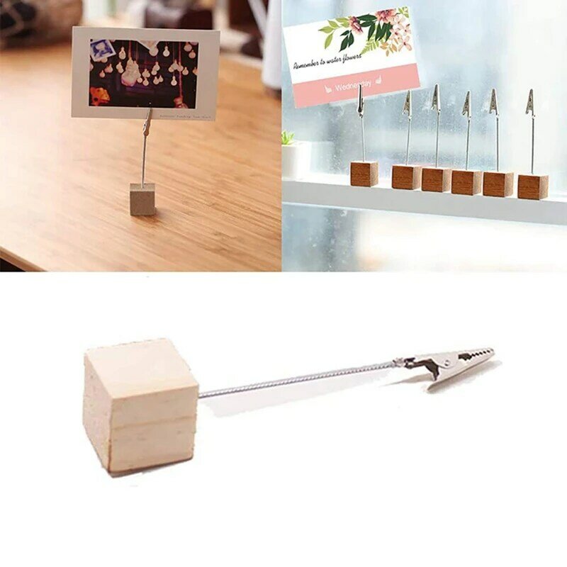 10 PCS Memo Holder Pine Base Message Clip Memo Holder For Office Wedding Party House Decoration Birthday Photos