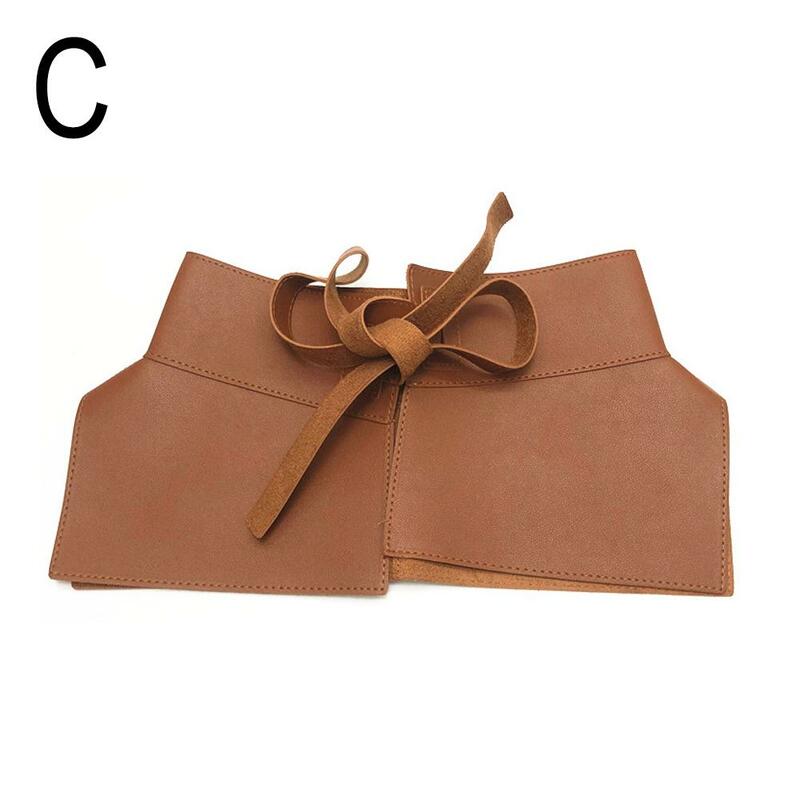 French Retro Bow Tie Wide Waistband Women Solid Leather Color Fashion Versatile Accessories Belt Solid Bow Waist Bands Cumb L4Y7