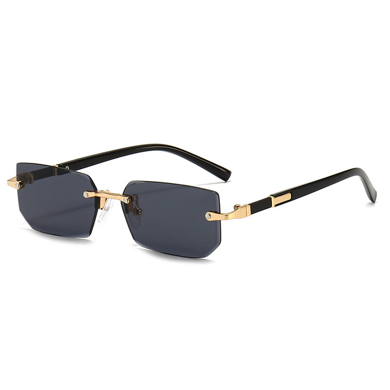 Kacamata hitam tanpa bingkai persegi panjang modis populer Wanita Pria kacamata persegi kecil untuk wanita pria perjalanan musim panas Oculos