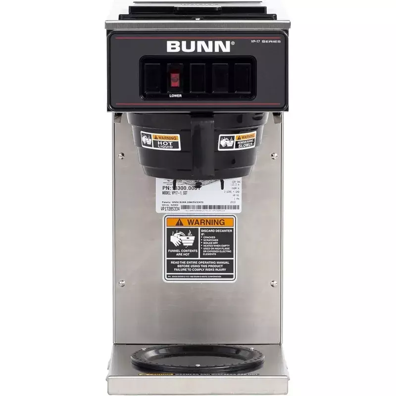 Bunn 13300.0001 VP17-1SS pourover coffee brewer with 1-warmer, stainless steel, silver, standard