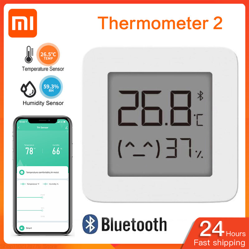 Sensor de temperatura e umidade inteligente sem fio Xiaomi-Mijia, termômetro Bluetooth, higrômetro interno, monitor Mi App, casa inteligente, 2