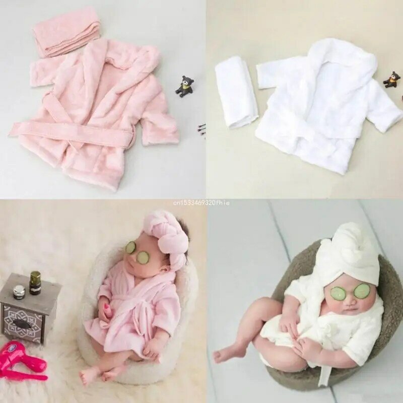 Одежда для детской фотосессии, плюшевый костюм, повязка на голову для фото, банный халат для новорожденных, одежда для фото/