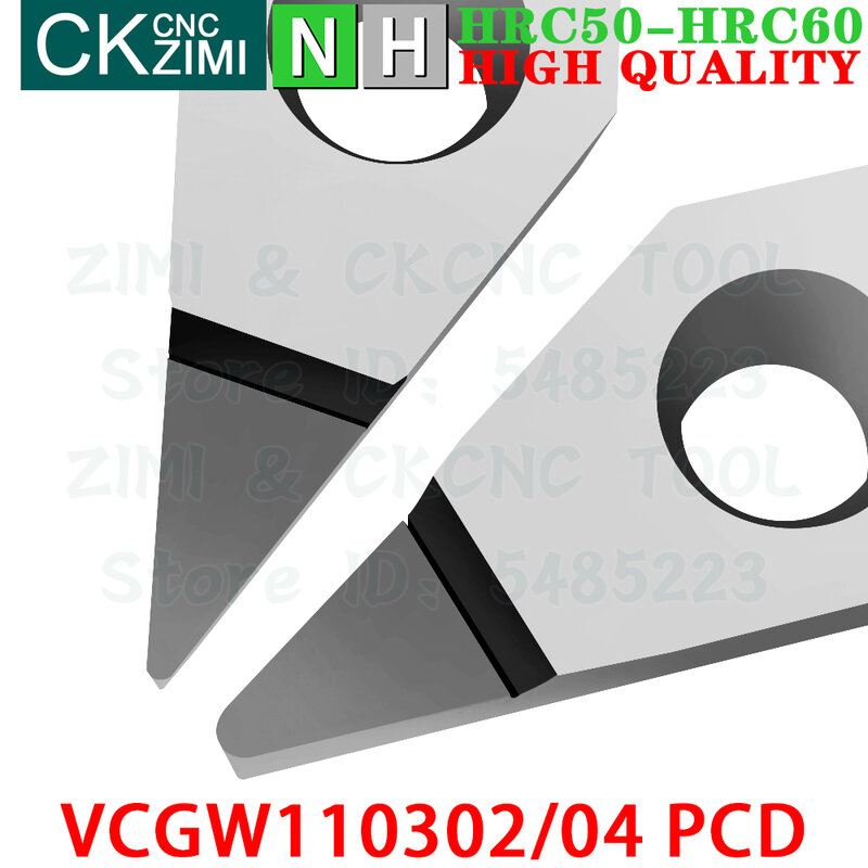 VCGW110302 PCD VCGW110304 PCD Insertos PCD Insertos de diamante para torneamento Ferramentas CNC mecânica Ferramentas de corte de metal VCGW 1103 para cobre alumínio
