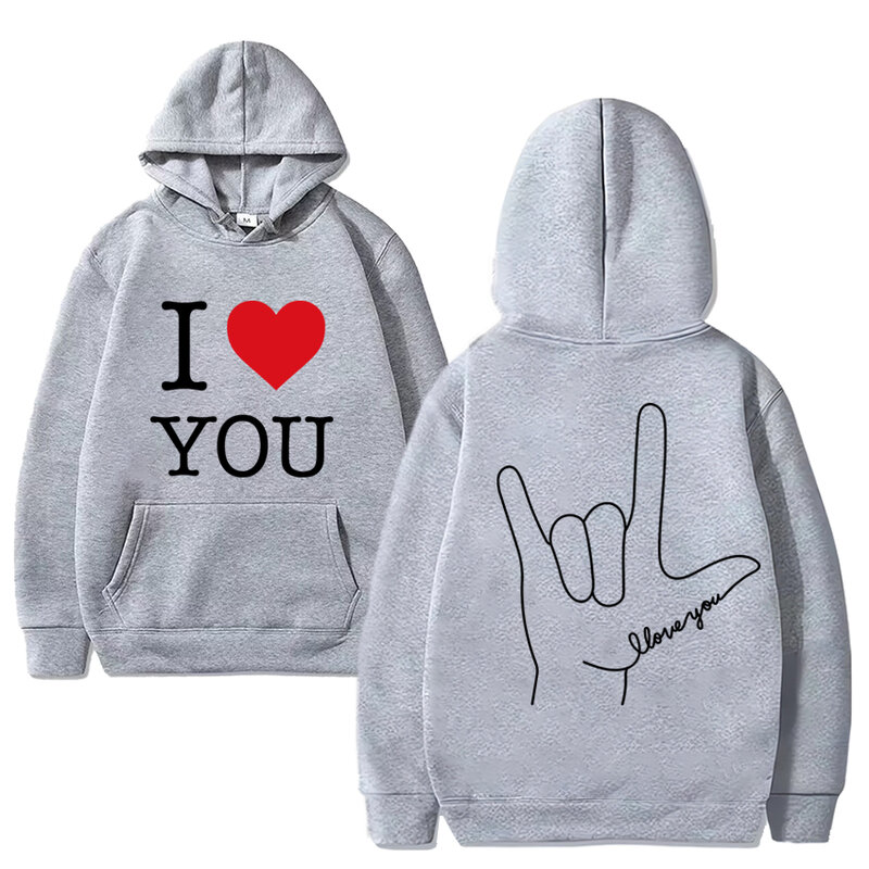 2024 I Love You Funny Graphic Hoodie Unisex Personalized High Quality Fleece Long sleeve Sweatshirt Men Women Oversized pullover