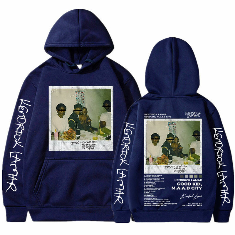 Rapper Kendrick Lamar Good Kids Hoodie pria wanita Hip Hop Album musik grafis Sweatshirt bertudung ukuran besar Fashion Streetwear