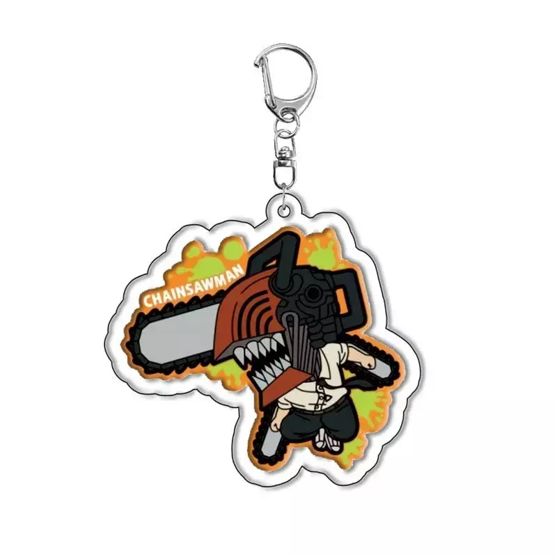 Anime Keychain Chainsaw Man Pochita Makima Cartoon Acrylic Bag Keyring Pendant Accessory