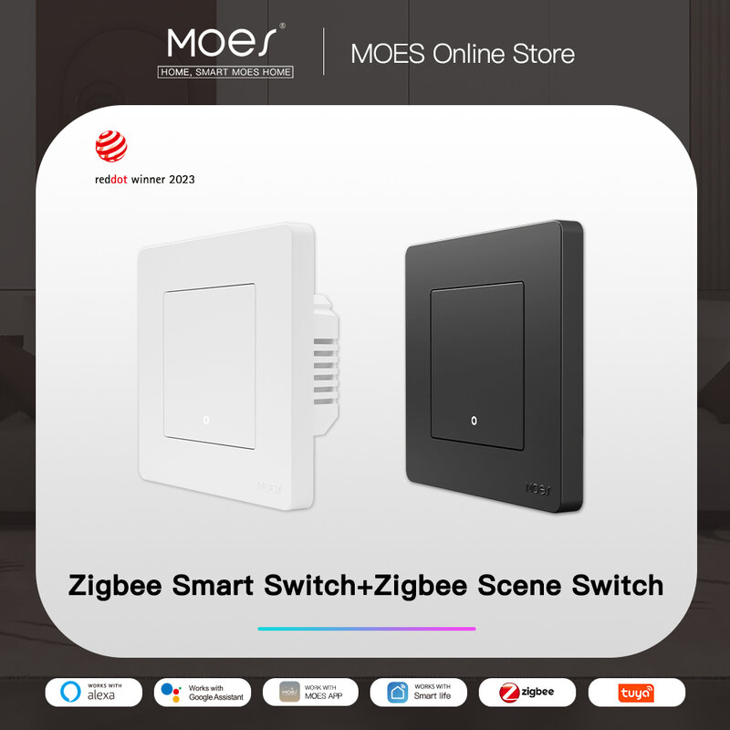 MOES Smart Light Switch Tuya ZigBee Star Ring Series No Neutral Wire No Capacitor Needed Smart Life Works with Alexa Google Home