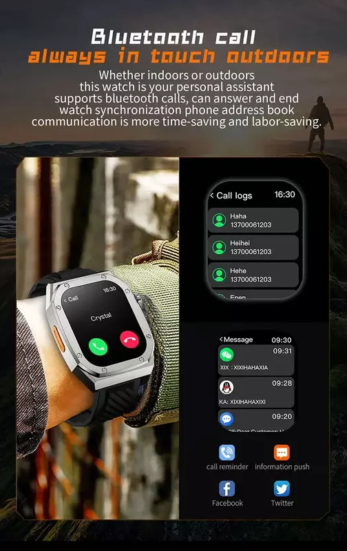 Reloj inteligente Ultra para hombre y mujer, accesorio de pulsera resistente al agua con NFC, Bluetooth, llamadas, inalámbrico, Fitness, 2,2 pulgadas
