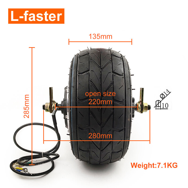 48V 800W Citycoco Electric Scooter Hub 10x6.00-6 Thickened Anti-skid Tubeless Tire Accessory Motor Wheel