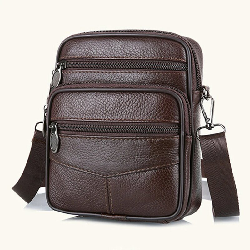 Office Messenger Bags Men's Cow Leather Handbags Vintage Side Shoulder Bag Solid Color  Husband Gift Male Crossbody Handbag