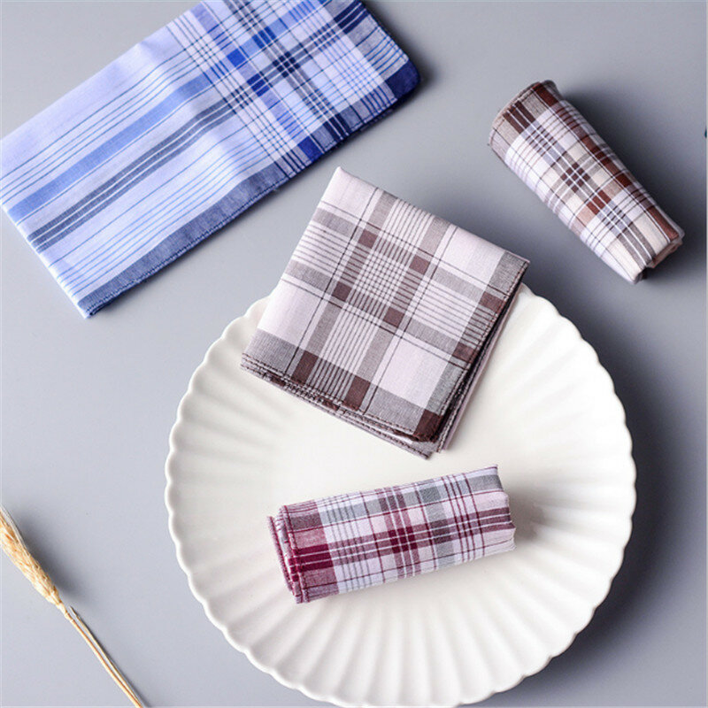 Pañuelos cuadrados a rayas para hombre, toalla clásica de algodón con bolsillo, Estilo Vintage, 38x38cm, Color aleatorio, 1 unidad