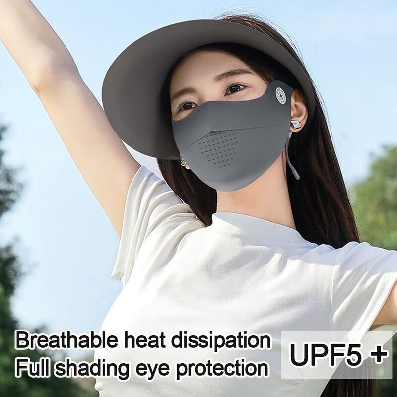 Máscara de seda de gelo respirável para mulheres, proteção solar, anti-UV, protetor solar, poeira, rosto inteiro, proteção ocular, ciclismo