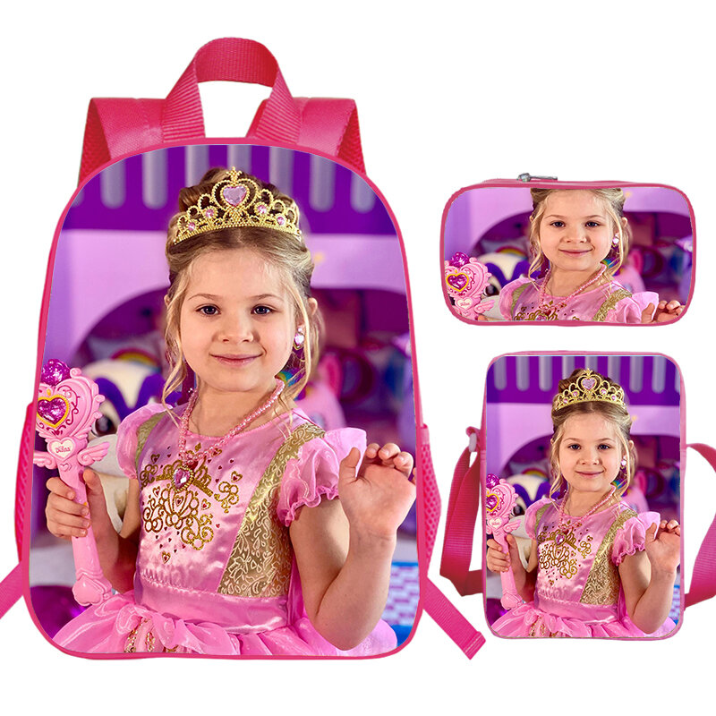 Kids Kawaii Book Bag Diana Show School Bags Waterproof 3pcs Set bambini zaino rosa prescolare ragazze Bookbag borsa a tracolla regalo