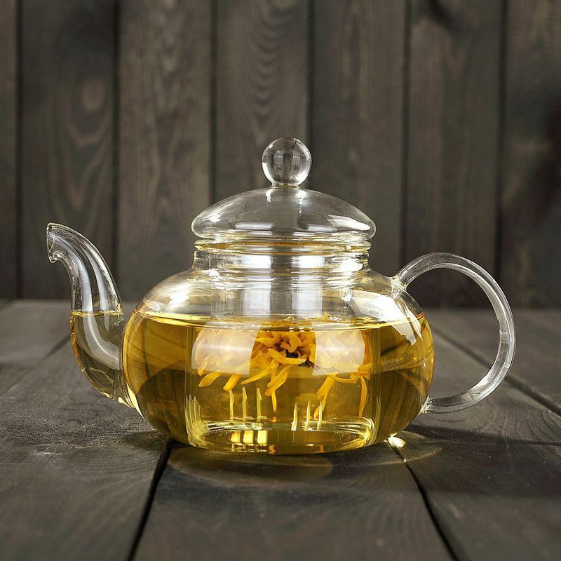 Tetera de vidrio resistente al calor de alta calidad, botella práctica, taza de té de flores, tetera de vidrio con infusor, hoja de té, café de hierbas