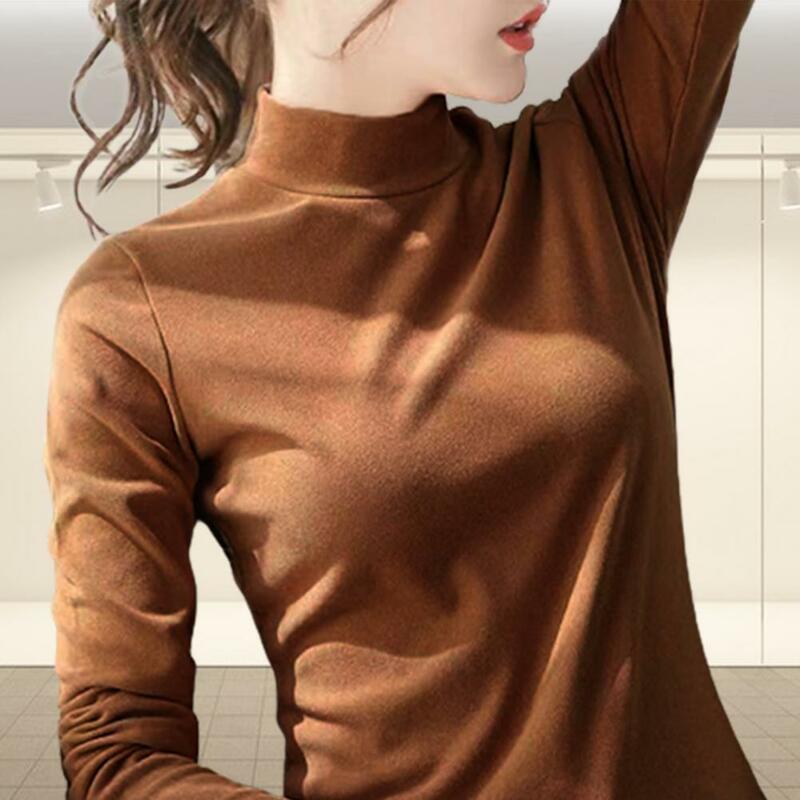 Solid Color Slim Fit Top Cozy Stylish Women's Winter Pullover Warm Windproof Slimming Half-high Collar Knitwear for Fall Winter
