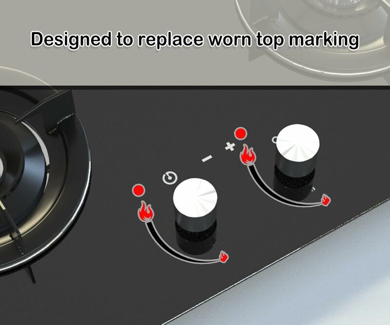 2 Packs Flame Indicator Label Stickers Oven Replacement Bumper Adhesive Knob Symbol Bumper Cook top Hob Cooker Top Marking