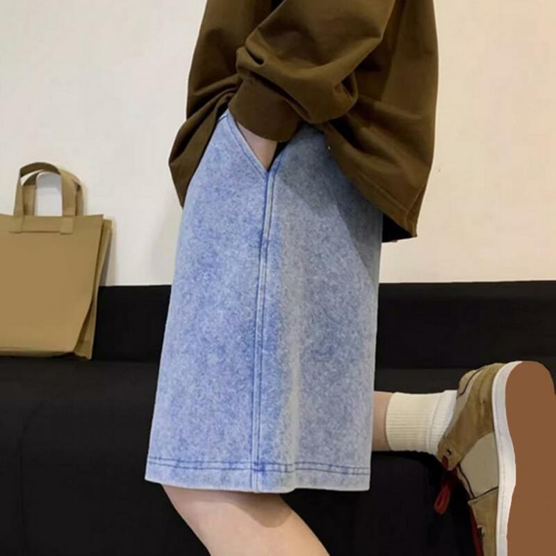 Pantaloncini da uomo estivi pantaloni corti lavati High Street con coulisse pantaloncini larghi alla moda coreana pantaloncini Casual