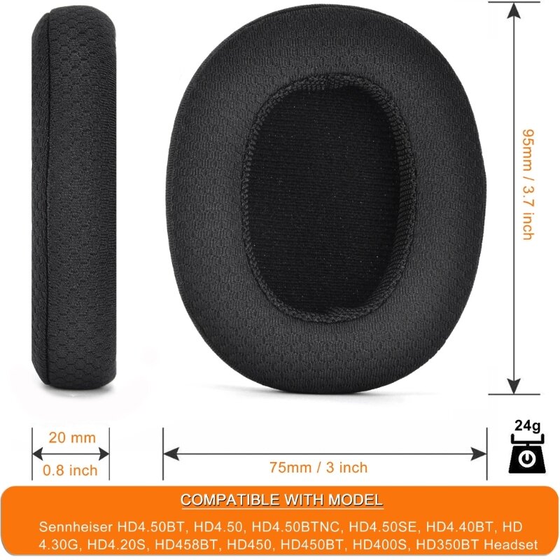 Almohadillas tela transpirable para auriculares HD4.50BTNC, almohadillas para los oídos con cancelación ruido, funda para