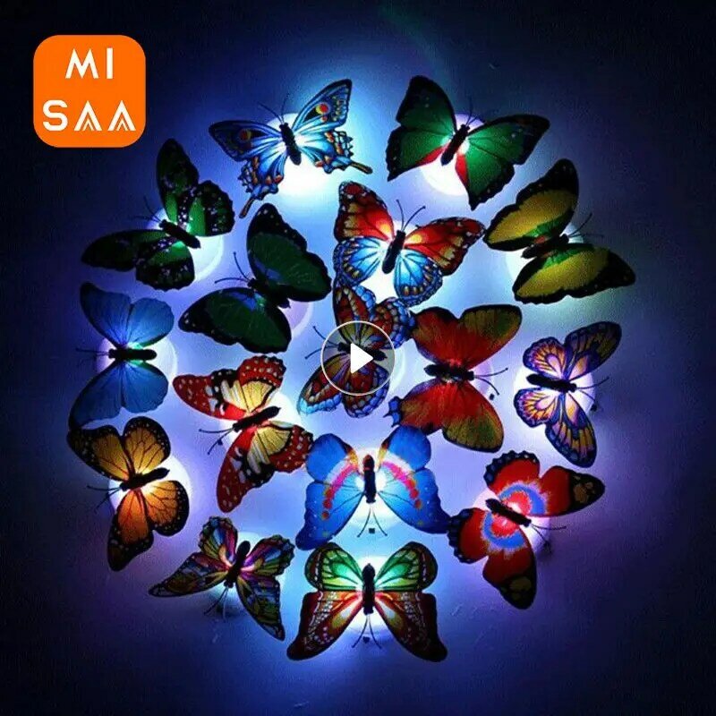 3D Led Butterfly Night Lights DIY Wall Decorative Pasteable Walls Lamp Home Decoration Creative Living Room Wall Sticker Lights
