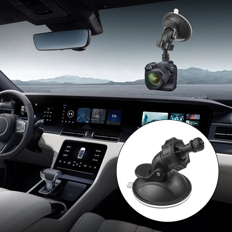 ABS Preto Car-Mounted Dash Cam Holder, Suporte Universal-Recorder, Suporte da câmera, Ventosa Peças, Acessórios, 1Pc