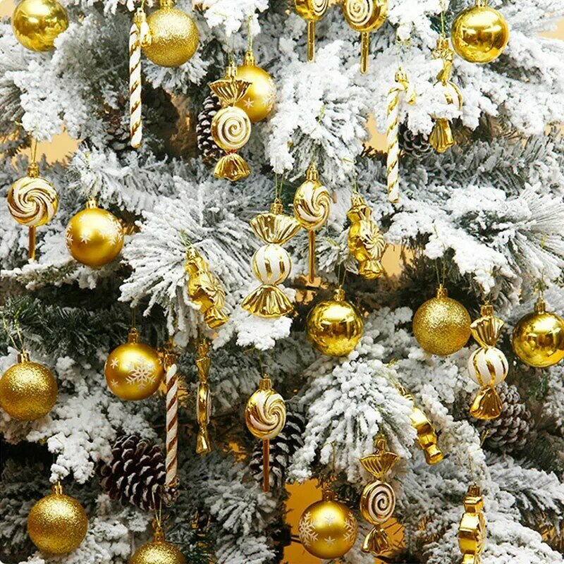 Bolas de Navidad con forma especial, colgantes para árbol de navidad, regalos para el hogar, adornos de esferas navideñas impresas para Año Nuevo, 36 unids/lote por caja