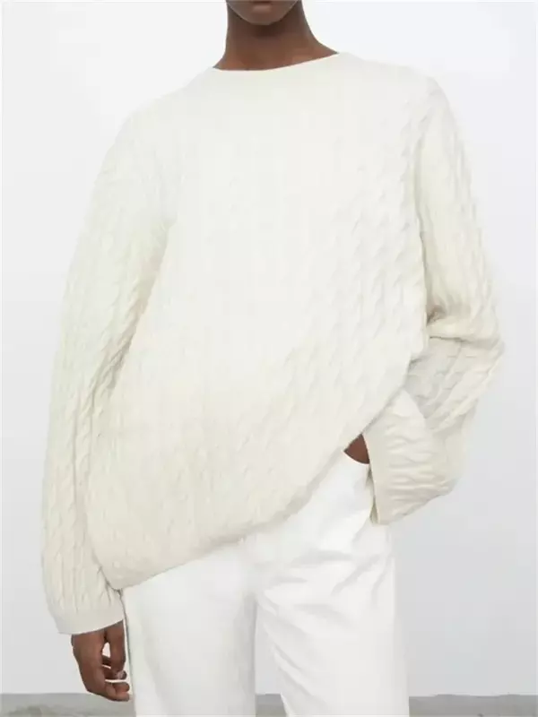 Women's Knitted Sweaters Solid Color O-Neck Twisted Casual All-Match Fall Winter Cashmere Pullover