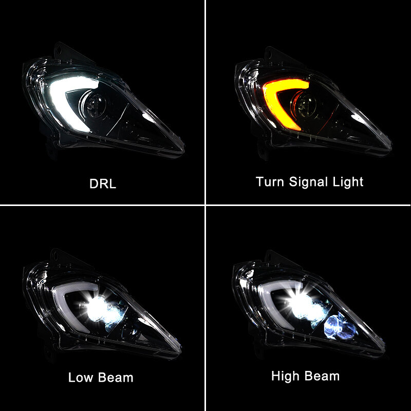 야마하 랩터 700 전면 LED 헤드라이트 DRL, 노란색 방향 지시등 포함, 2006-2021