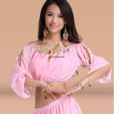 New arrival crystal cotton and mesh belly dance top momen half sleeves  belly dance tops sexy top 9 colors