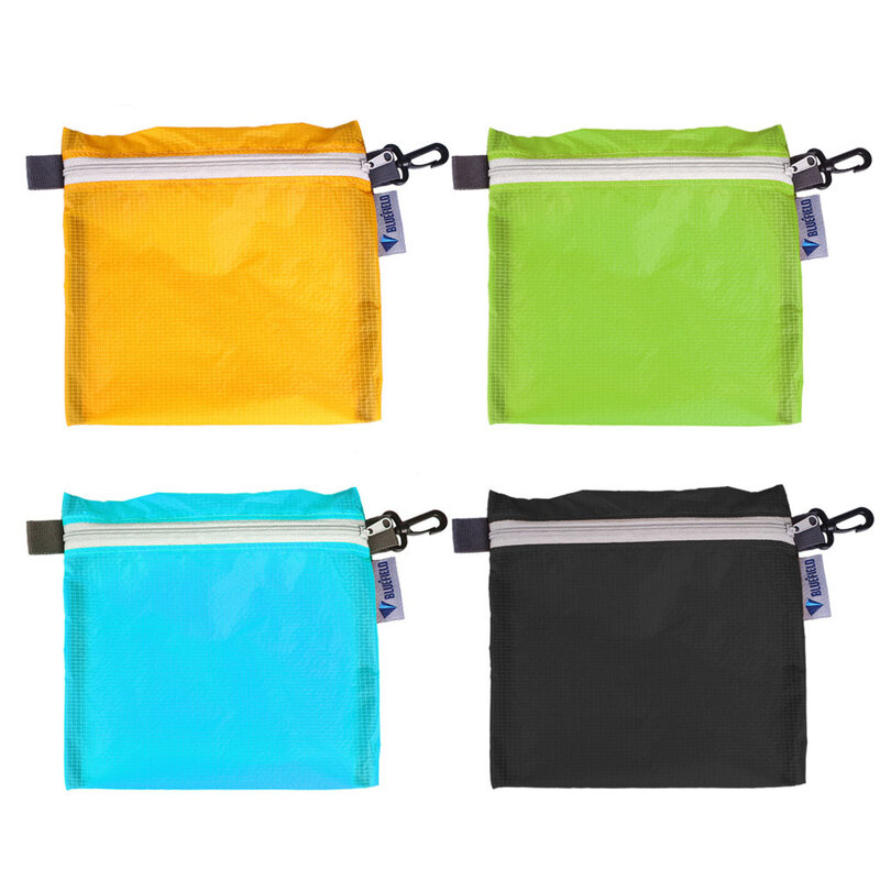 Unisex Coated Silicon Fabric Waterproof Zipper Hook Storage Bag Outdoor Camping Hiking Pocket Pouch Organizer