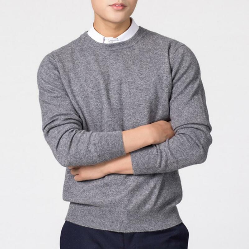 Sweater Pullover tebal untuk pria, Sweater Slim Fit warna Solid kerah V, Sweater Pullover tebal, Jumper untuk musim gugur musim dingin nyaman lengan panjang