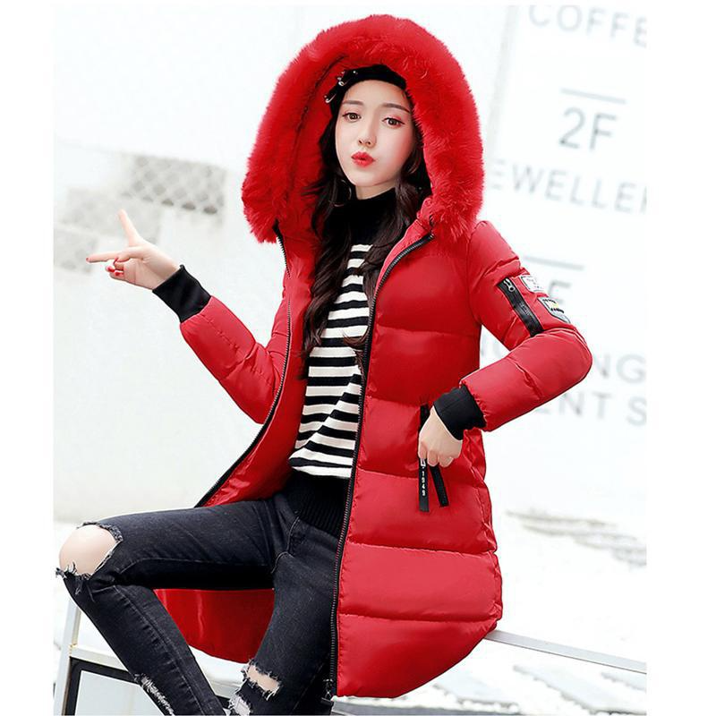 Autunno e inverno moda donna con cerniera piumino con cappuccio casual giacca lunga outdoor piumino a maniche lunghe piumino