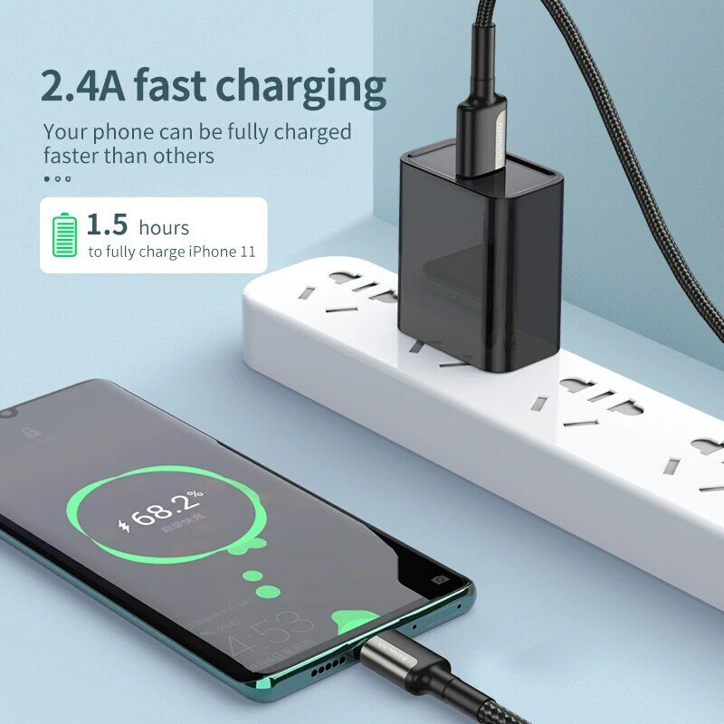 KUULAA-Cable USB de carga rápida para iPhone, Cable Lightning 2.4A, 14, 13, 12, 11 Pro, Max, Xs, X, 8, 7 Plus