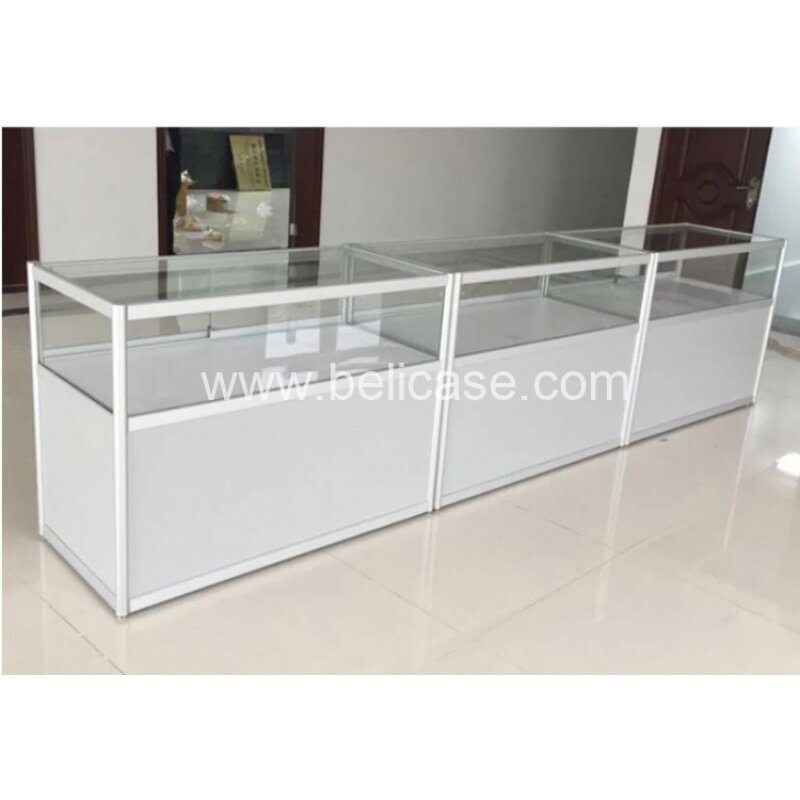 Vitrina de vidrio de aluminio personalizada, mostrador bloqueable de tienda minorista, precio barato