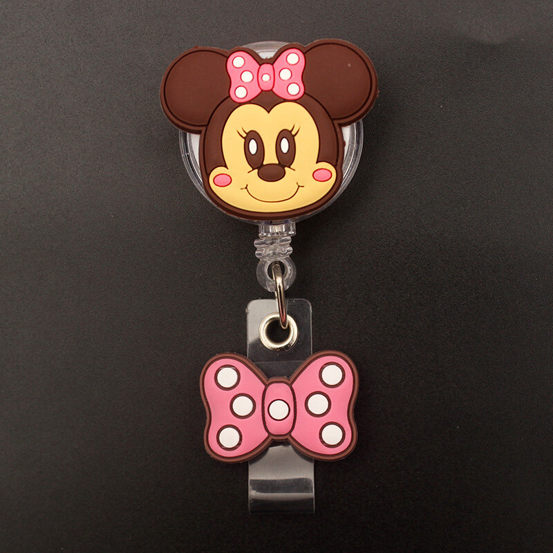 Carrete de insignia de Mickey y Minnie para niño y niña, portatarjetas retráctil para Enfermera, trabajadores, accesorio de identificación