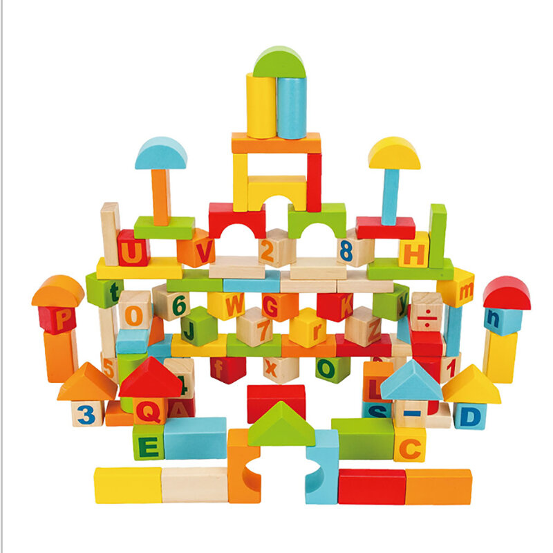 Mainan klasik anak-anak, blok kayu bangunan kota DIY batu bata kreatif jumlah besar pendidikan prasekolah blok mainan anak-anak hadiah Natal