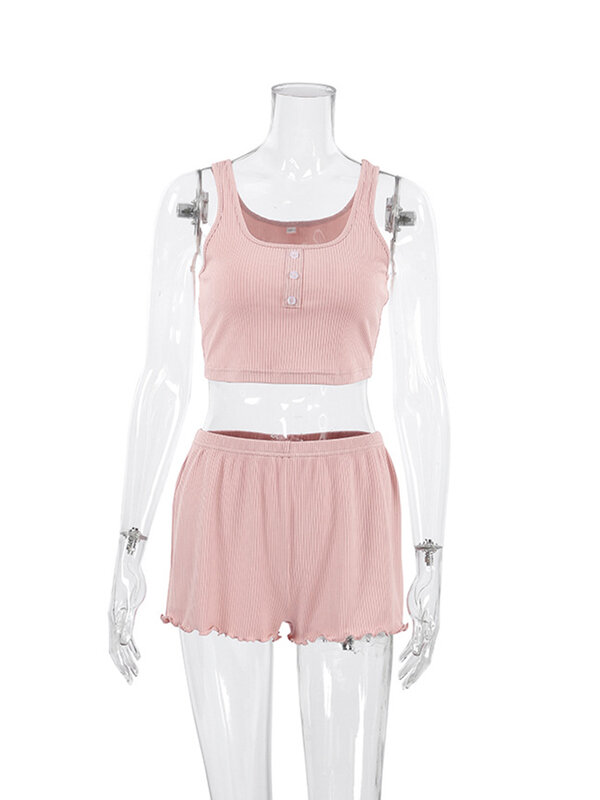 Женская ночная сорочка Marthaqiqi, розовая Повседневная пикантная майка, топ, одежда для сна, укороченный топ, ночные шорты, летняя домашняя одежда